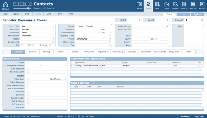 FileMaker Contact Management Software list screen