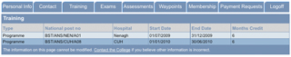 Web Interface - Training tab